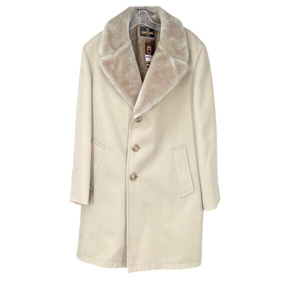 Vintage Zero King Beige Fur Collar Coat NWT Oversized Y2K Burning Man - Picture 1 of 5